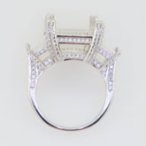 Sterling Silver Semi Mount Ring Setting Emerald OCT 18x13mm BAG 8x6x5mm - Syzjewelry